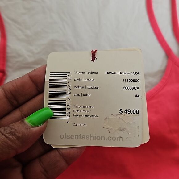 Olsen Europe Ladies Organic Cotton Spaghetti Tank Top Large/ 14 Hot Pink - Picture 11 of 16